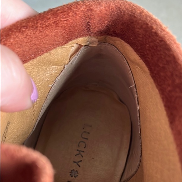 Lucky Brand Suede Wedge Moccasins Rust - Picture 5 of 5